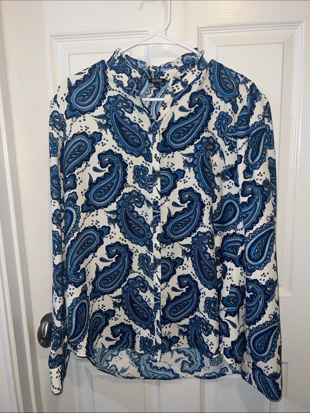 Express Blue Paisley Long-Sleeve Shirt